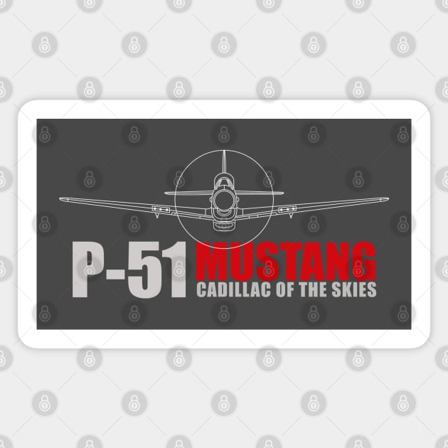 P-51 Mustang: The Cadillac of the Skies Sticker by Blue Gingko Designs LLC